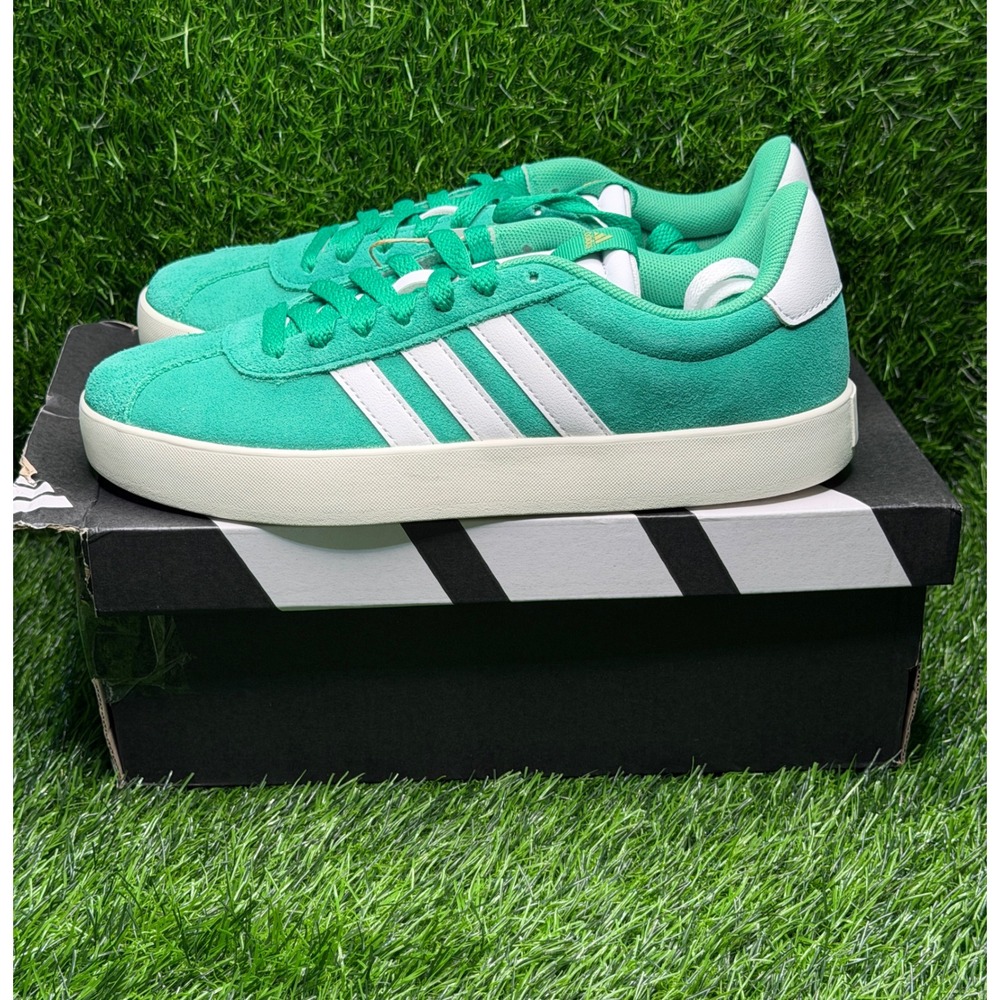 Adidas VL Court 3.0 Green Suede White Stripes Sneakers JP5324 Womens Size 7